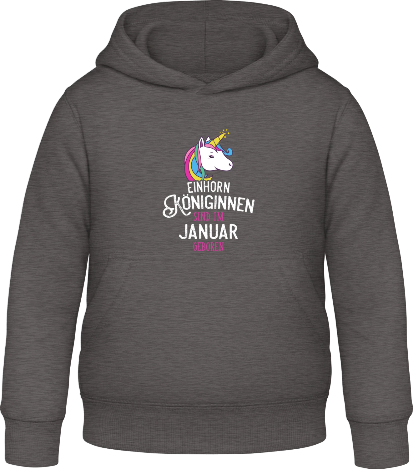 Einhorn Königinnen sind im Januar geboren - Charcoal Awdis Hoodie Kids - Front