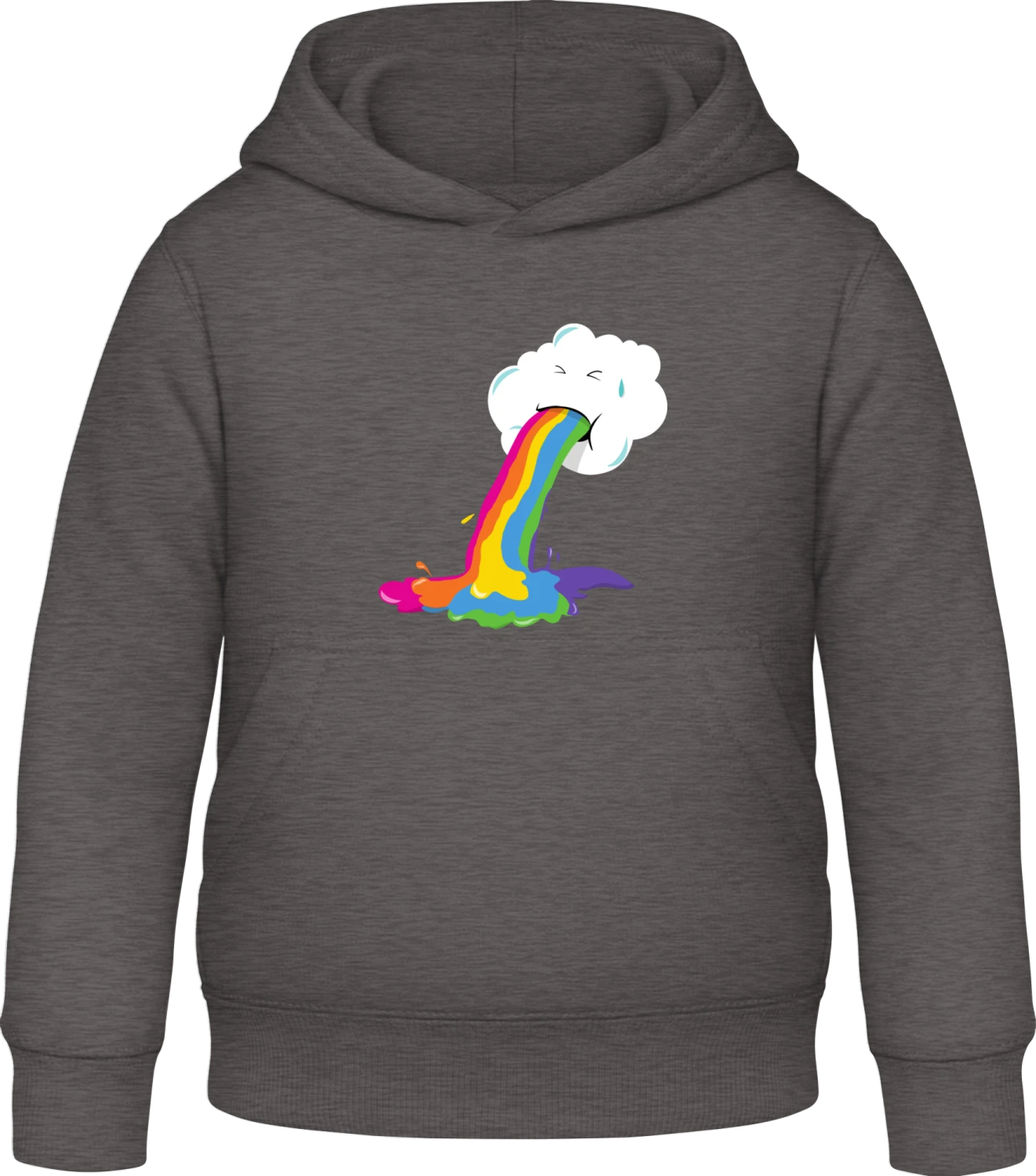 Cloud Puking Rainbow - Charcoal Awdis Hoodie Kids - Front