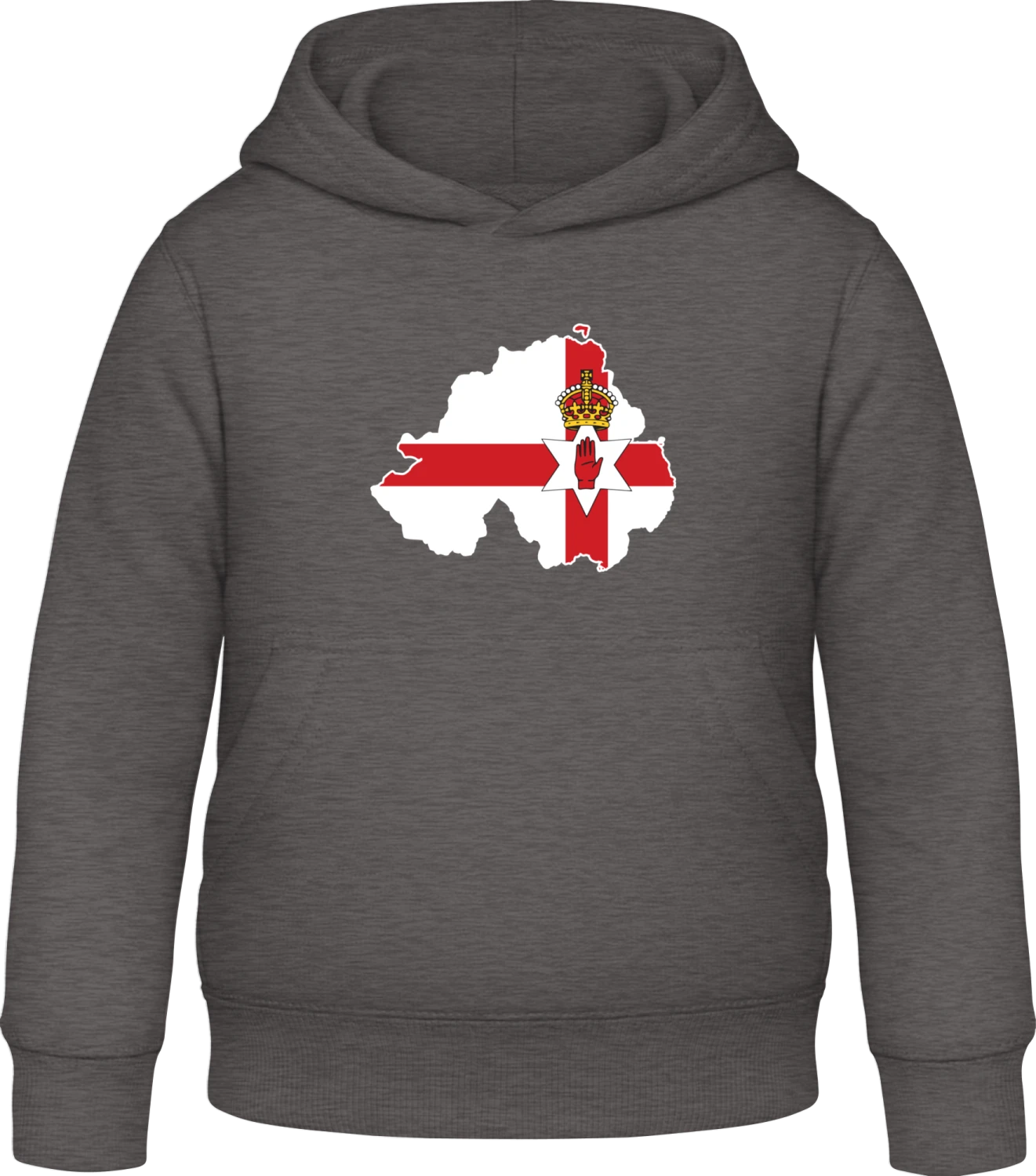 Northern Ireland Map - Charcoal Awdis Hoodie Kids - Front