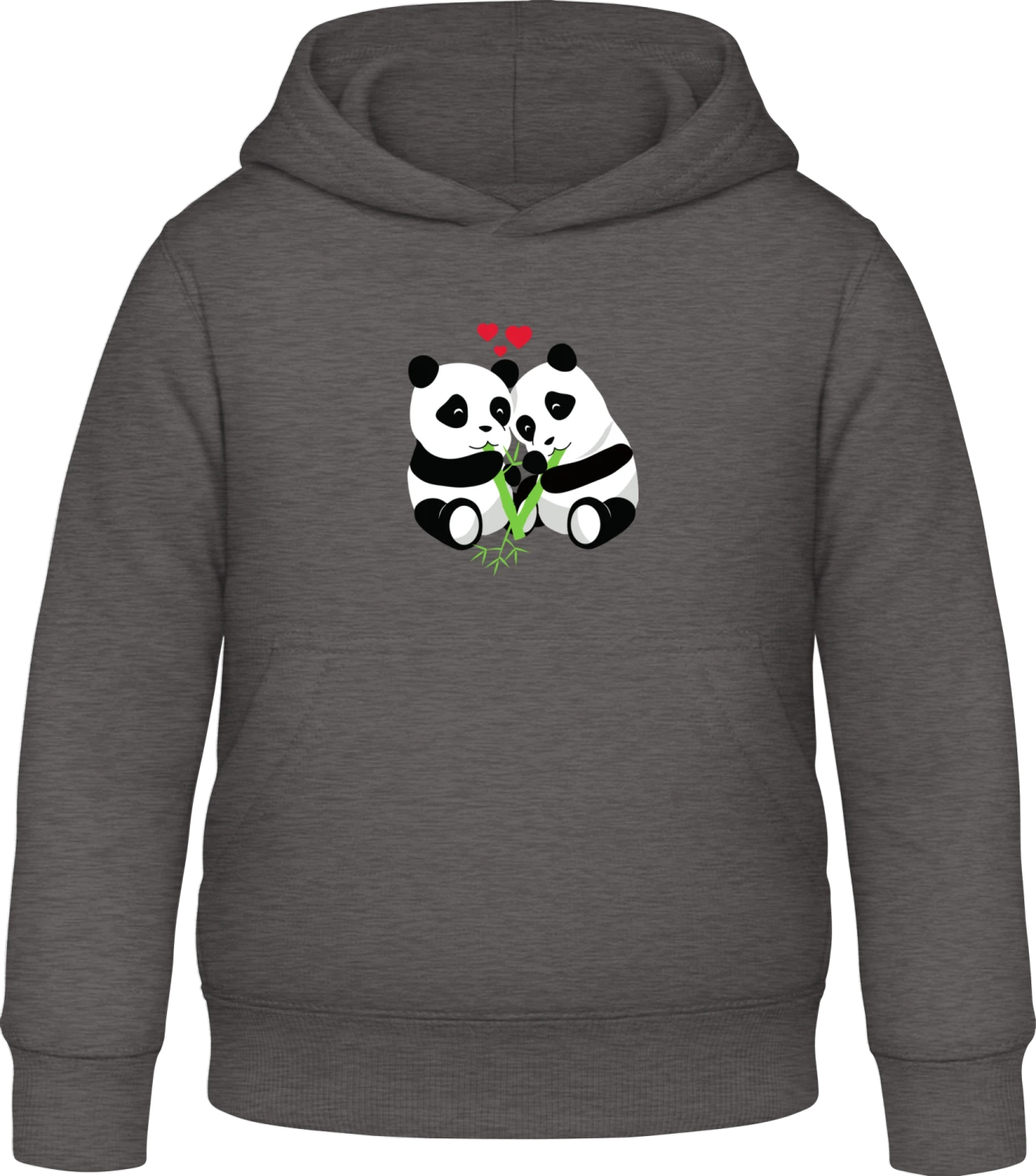 Panda Love - Charcoal Awdis Hoodie Kids - Front