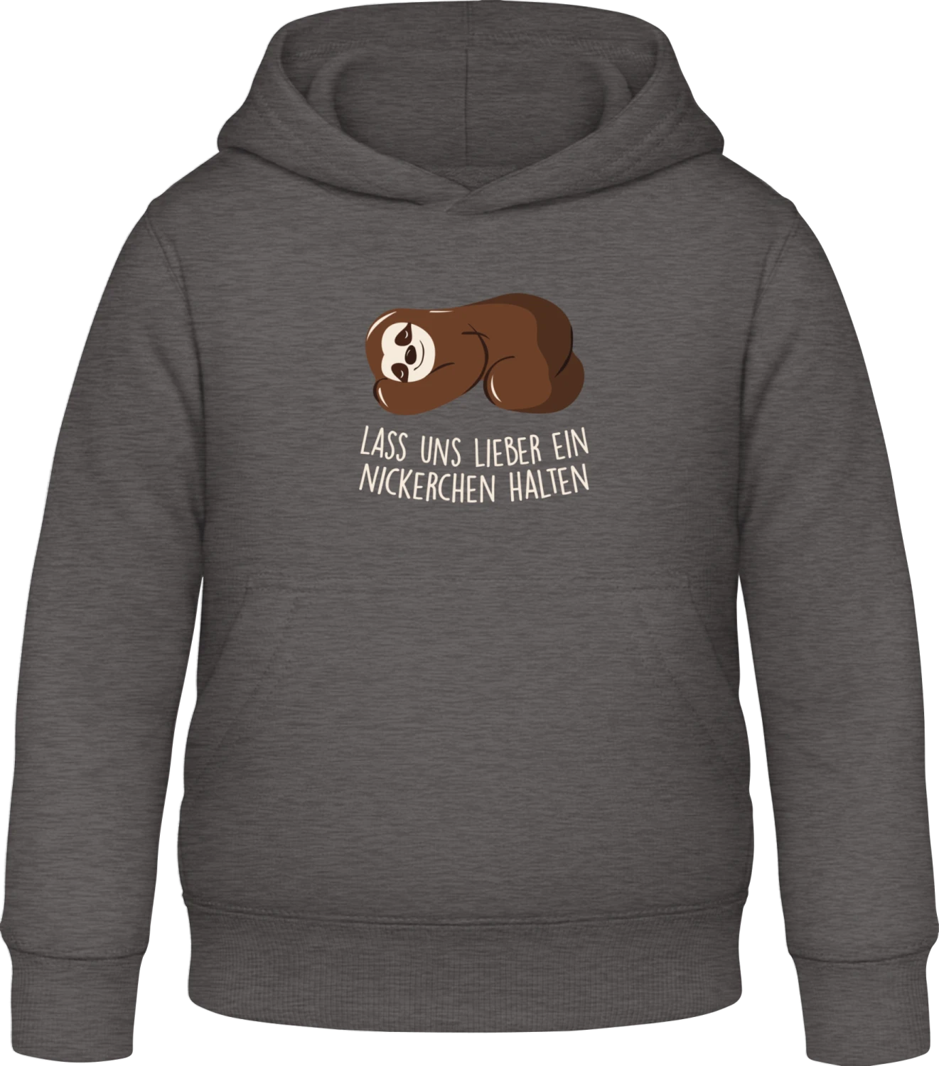 Lass uns lieber ein Nickerchen machen - Charcoal Awdis Hoodie Kids - Front