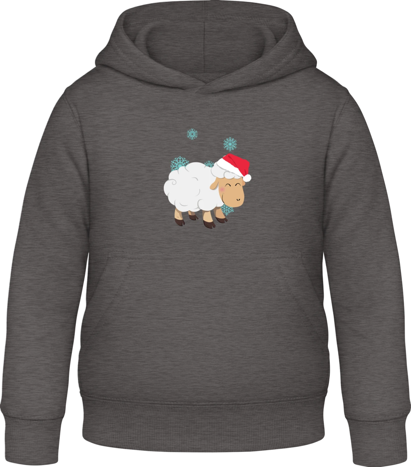 Happy Christmas Sheep - Charcoal Awdis Hoodie Kids - Front