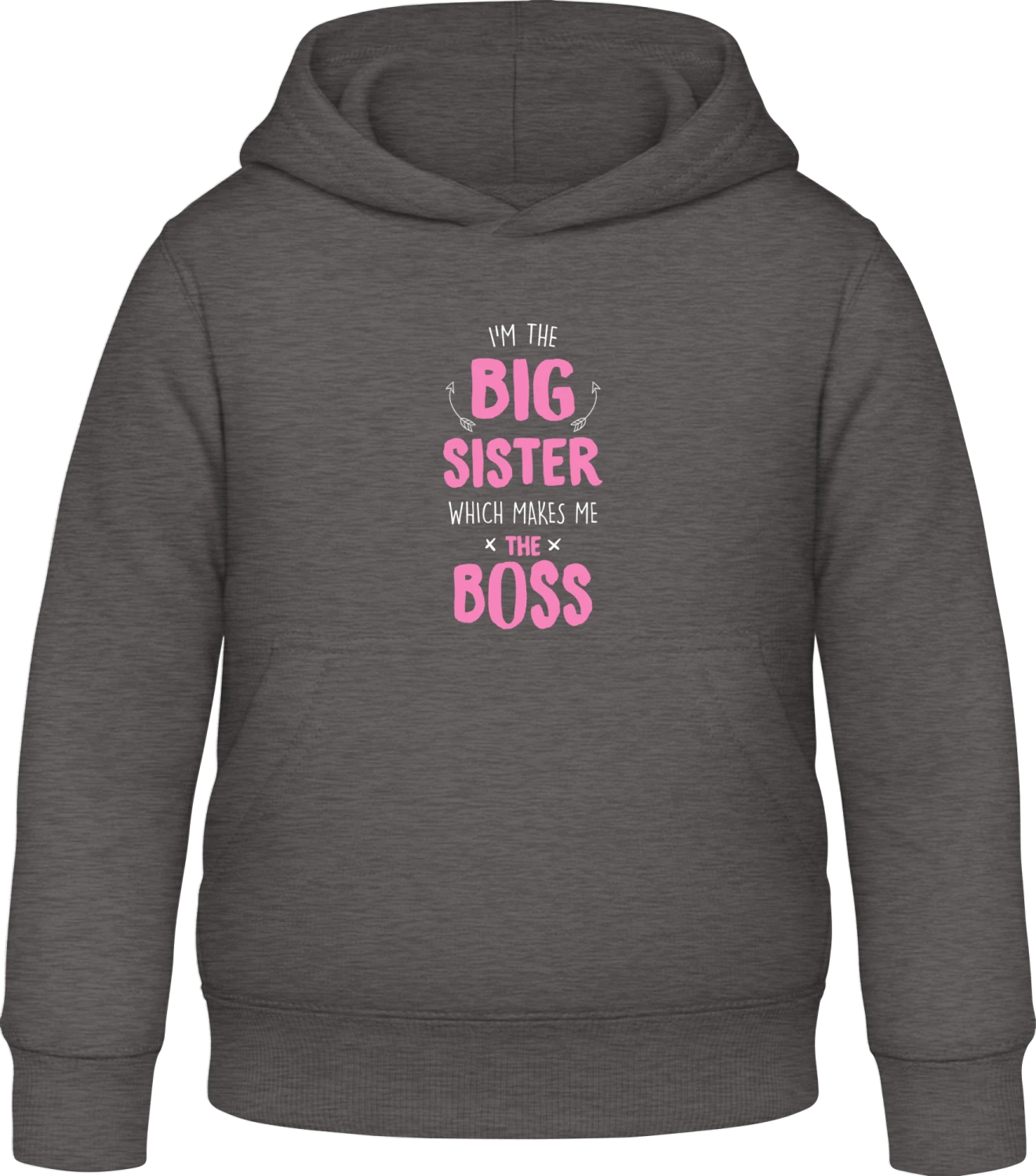 I'm The Big Sister BOSS - Charcoal Awdis Hoodie Kids - Front