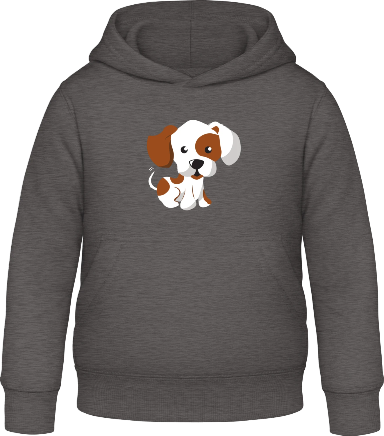 Little Dog Illustration - Charcoal Awdis Hoodie Kids - Front