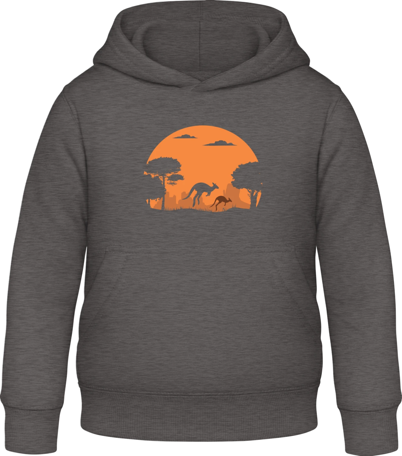 Kangaroos In The Desert  - Charcoal Awdis Hoodie Kids - Front