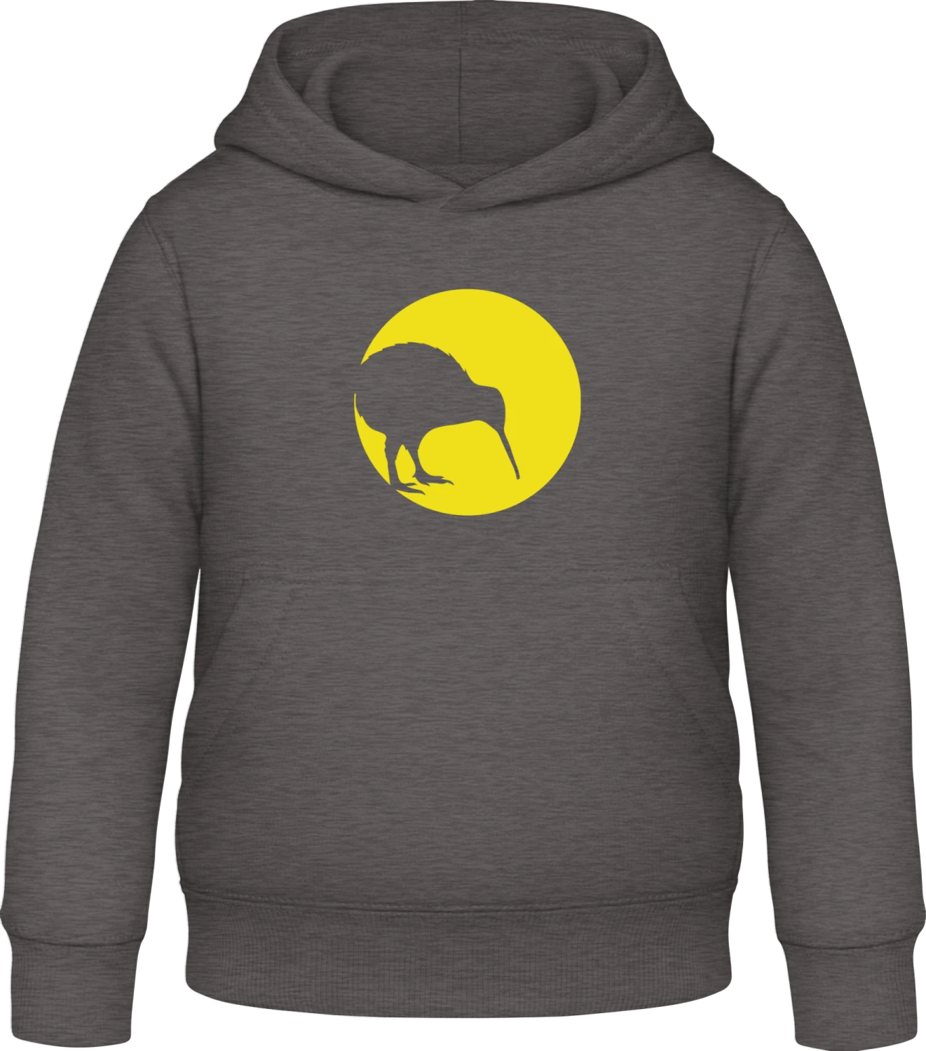 Kiwi Bird In The Moonlight - Charcoal Awdis Hoodie Kids - Front