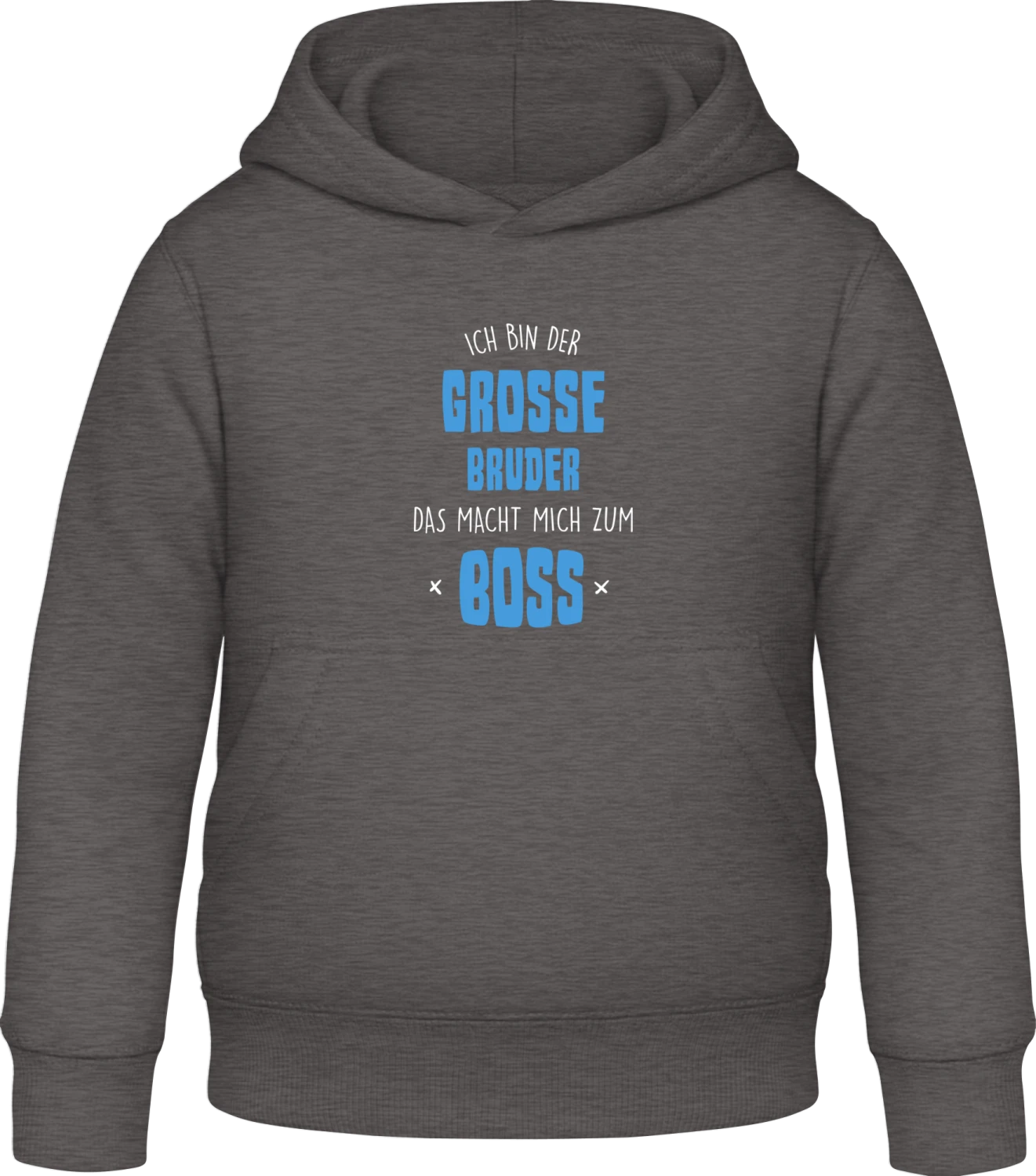 Ich bin der grosse Bruder BOSS - Charcoal Awdis Hoodie Kids - Front