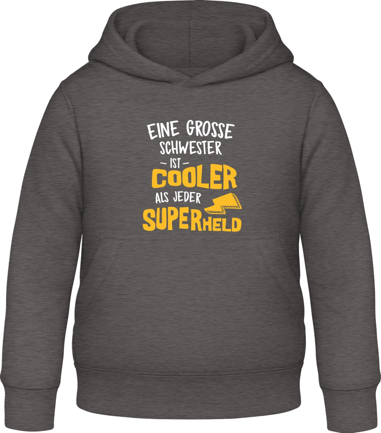 Eine grosse Schwester ist cooler als jeder Superheld - Charcoal Awdis Hoodie Kids - Front