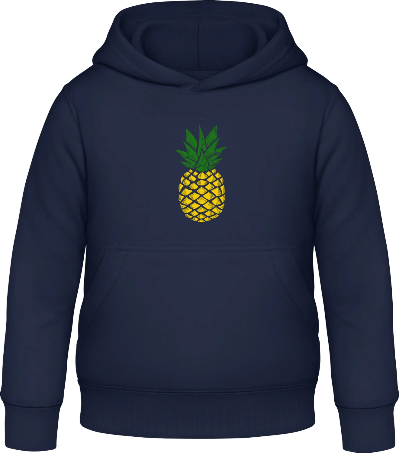 Pineapple Green Yellow - Oxford navy Awdis Hoodie Kids - Front