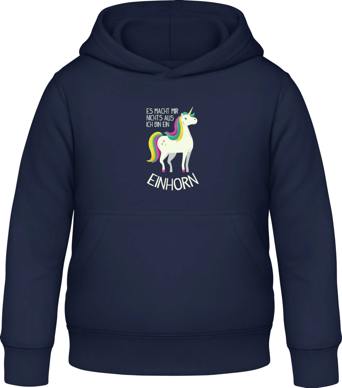 Es macht mir nichts aus ich bin ein Einhorn - Oxford navy Awdis Hoodie Kids - Front