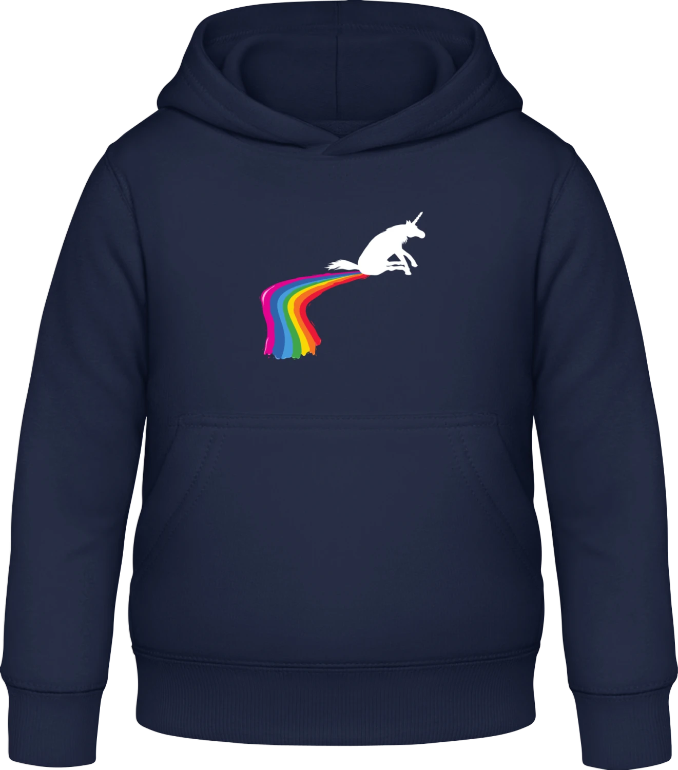 Unicorn Pooping A Rainbow  - Oxford navy Awdis Hoodie Kids - Front