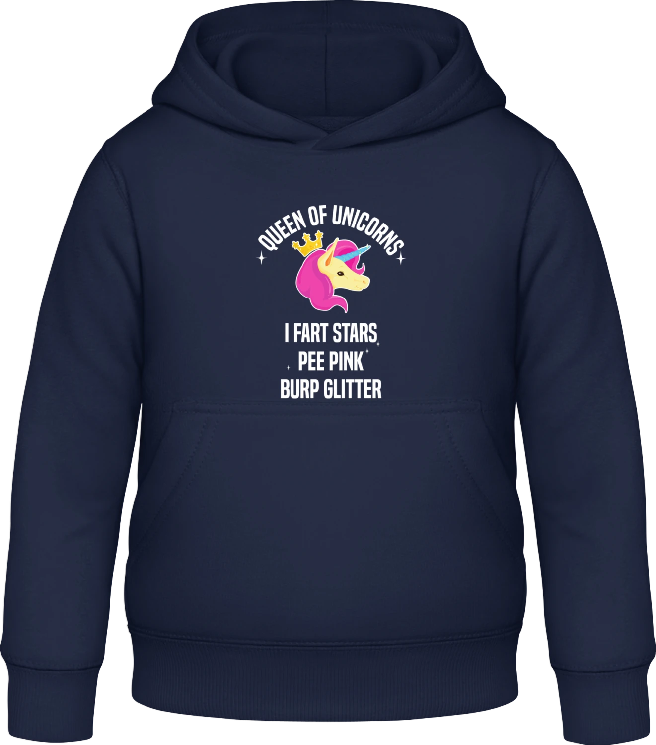 Queen Of Unicorns - Oxford navy Awdis Hoodie Kids - Front