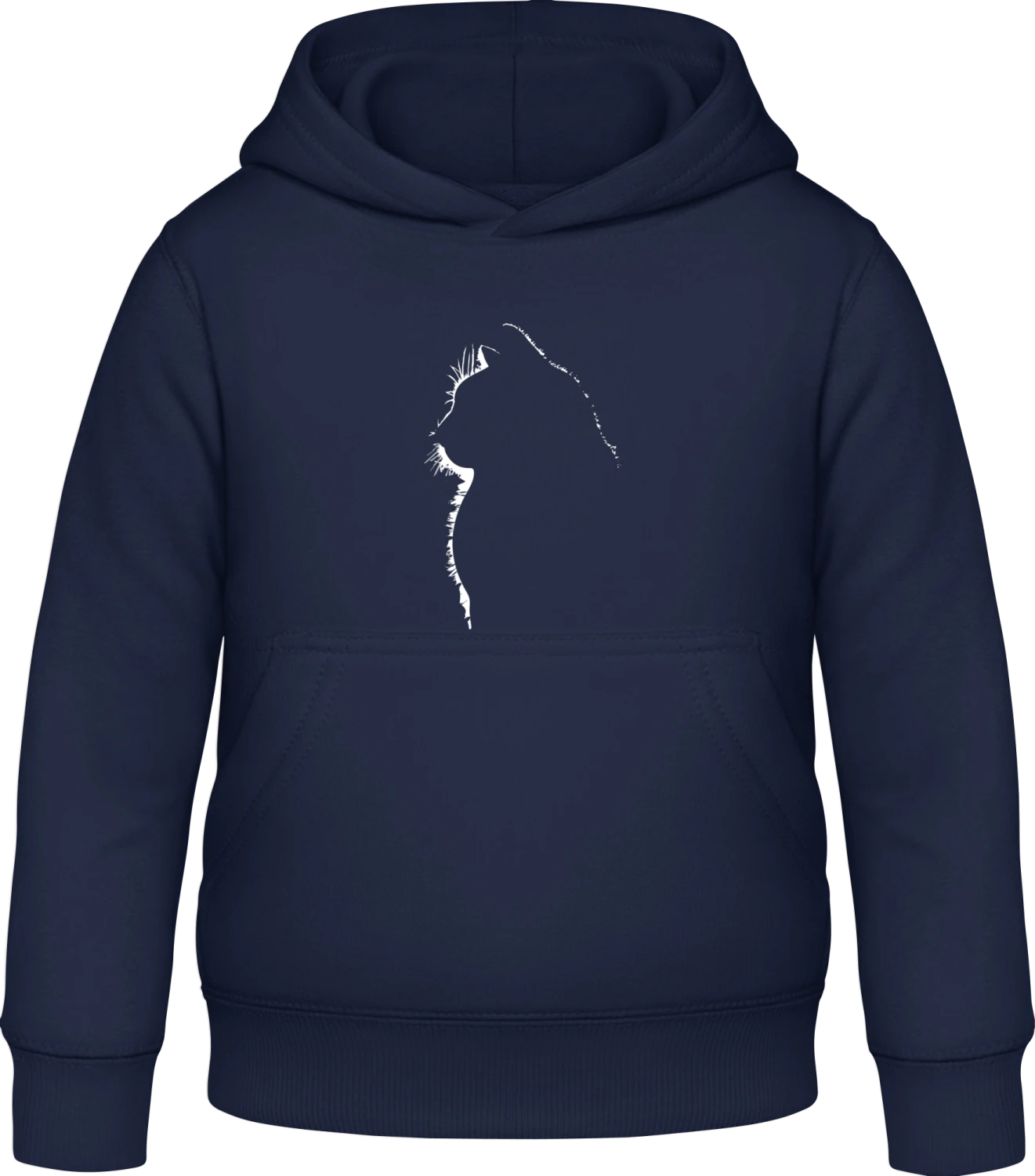 Cat Silhouette Light Reflectiion - Oxford navy Awdis Hoodie Kids - Front