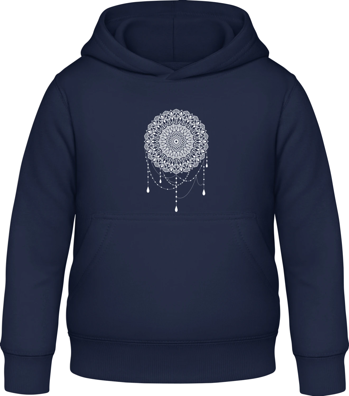 Outline Mandala  - Oxford navy Awdis Hoodie Kids - Front