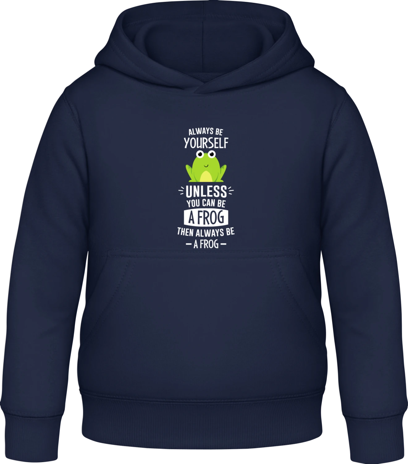 Always Be A Frog - Oxford navy Awdis Hoodie Kids - Front