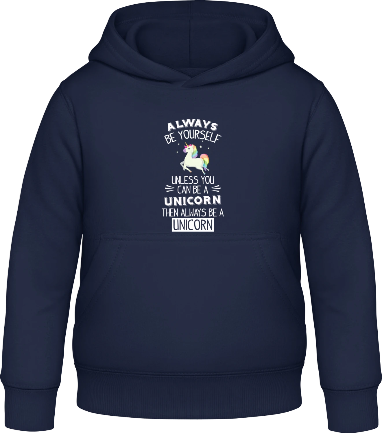 Always Be A Unicorn - Oxford navy Awdis Hoodie Kids - Front