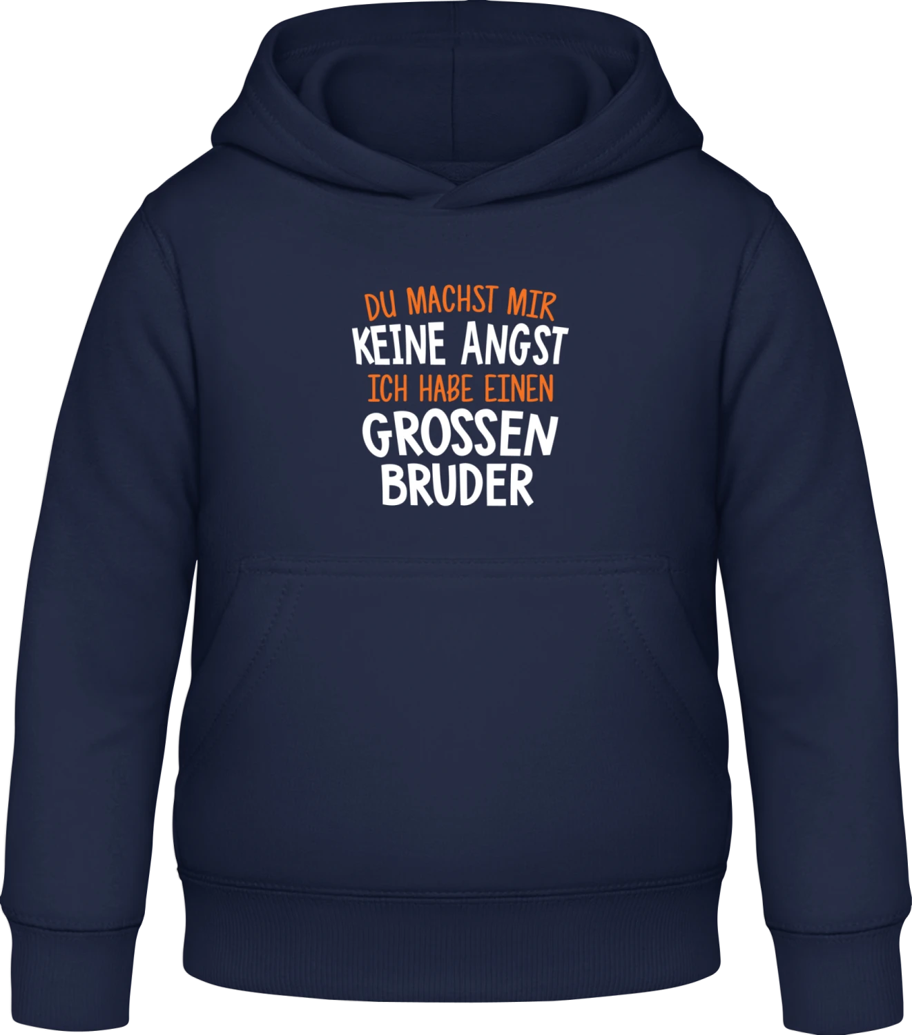 Du machst mir keine Angst, ich habe einen grossen Bruder - Oxford navy Awdis Hoodie Kids - Front