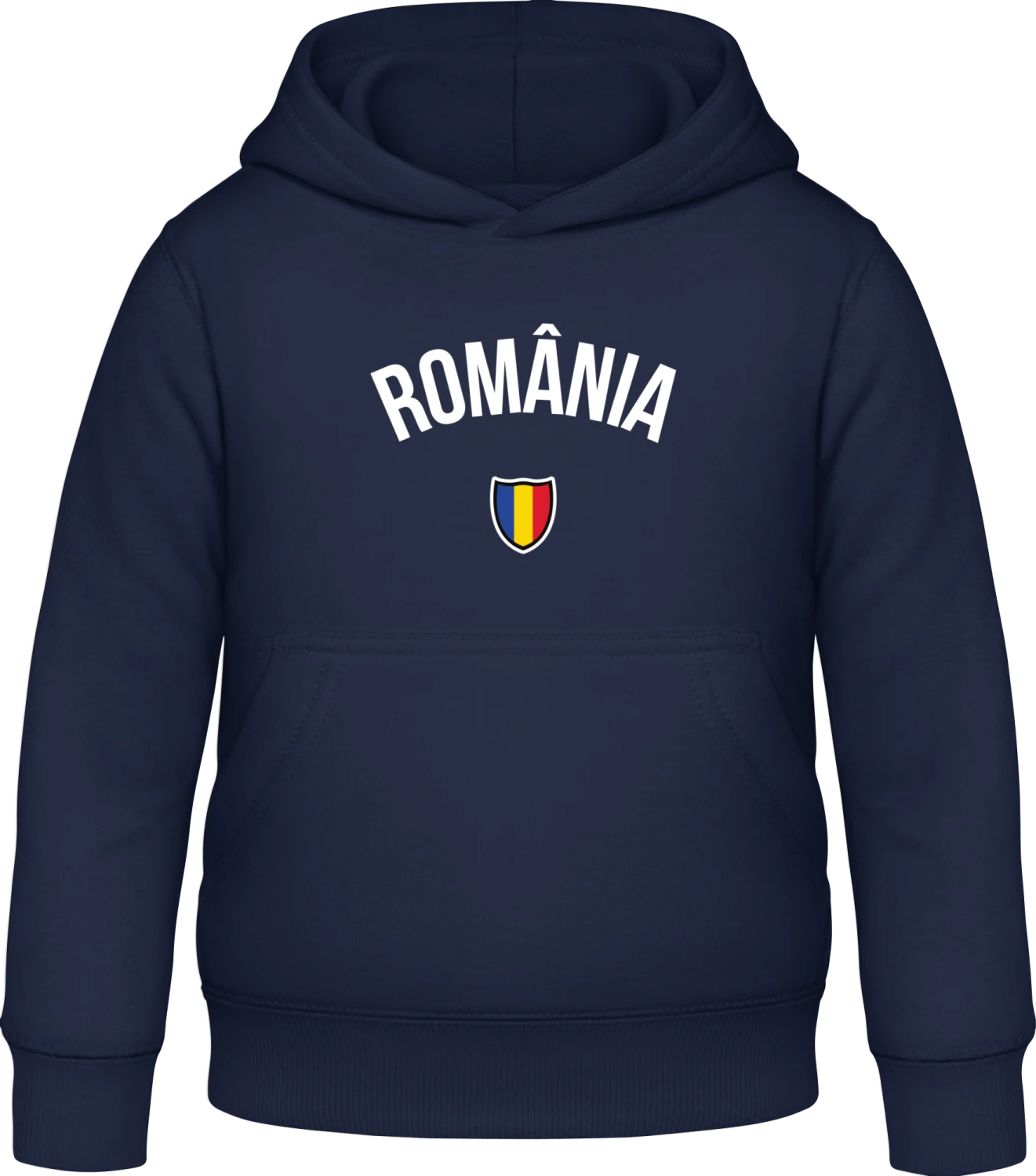 ROMANIA Flag Fan - Oxford navy Awdis Hoodie Kids - Front