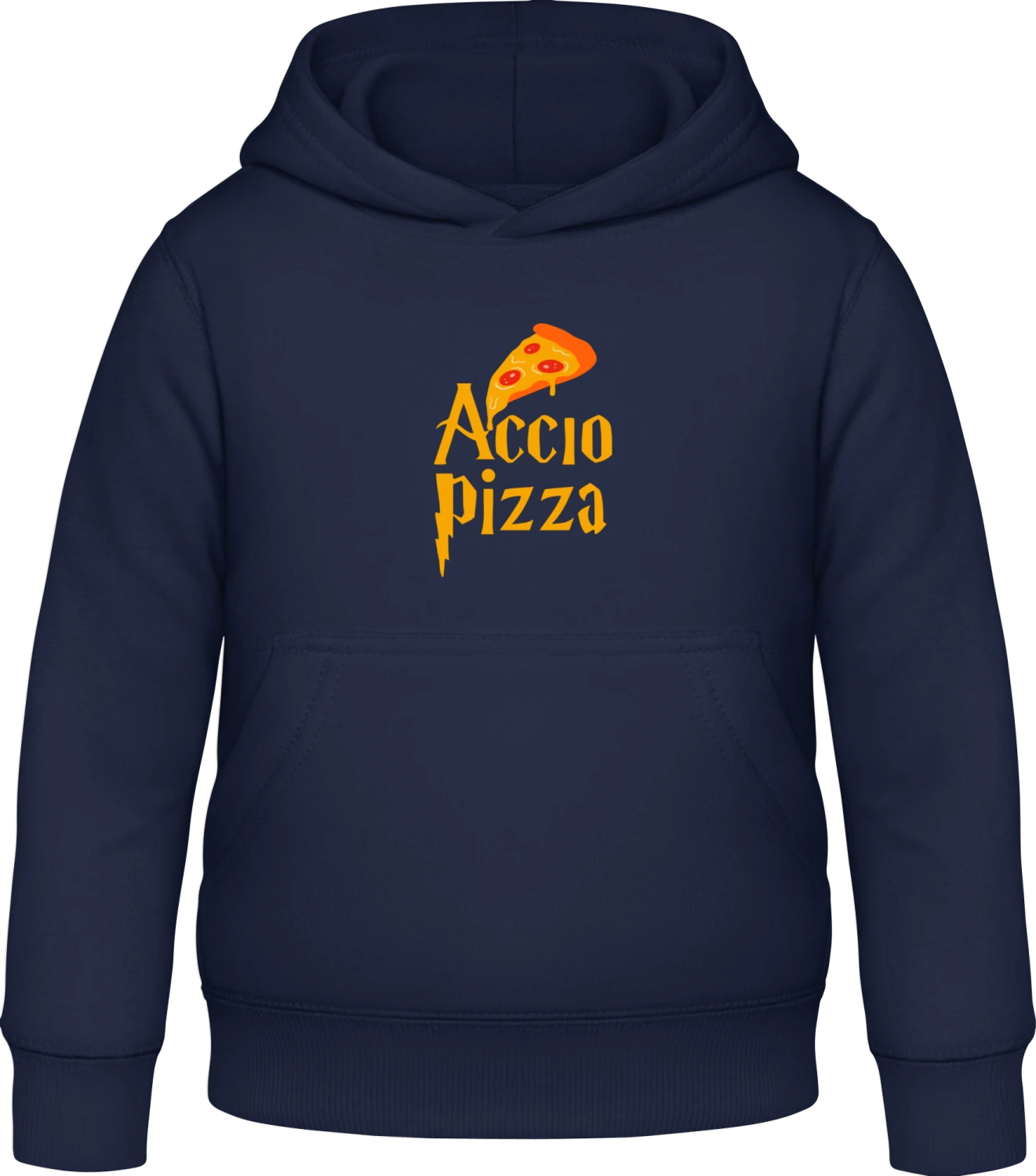 Accio Pizza - Oxford navy Awdis Hoodie Kids - Front