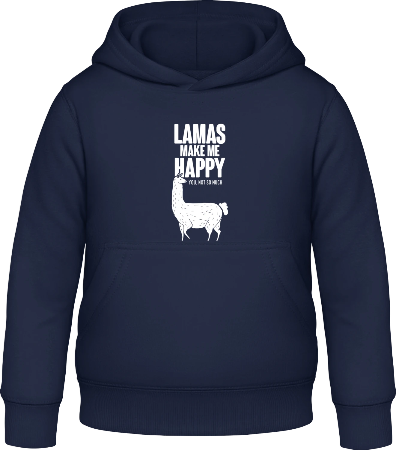 Llamas Make Me Happy - Oxford navy Awdis Hoodie Kids - Front