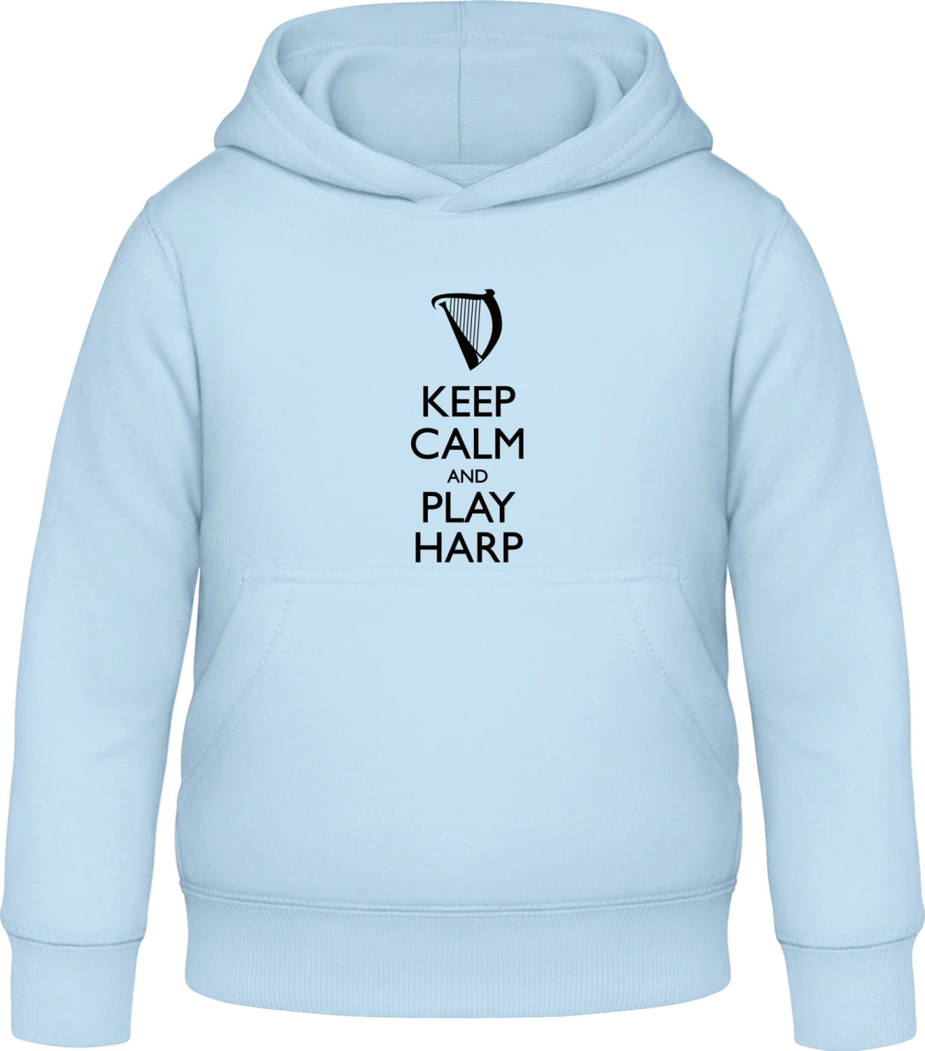 Keep Calm And Play Harp - Sky Blue Awdis Hoodie Kids - Front