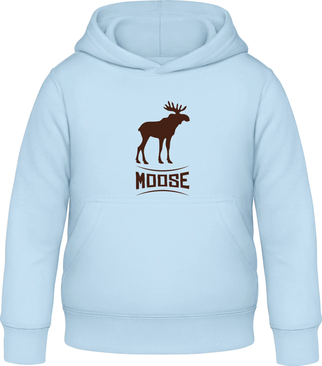 Moose Logo - Sky Blue Awdis Hoodie Kids - Front