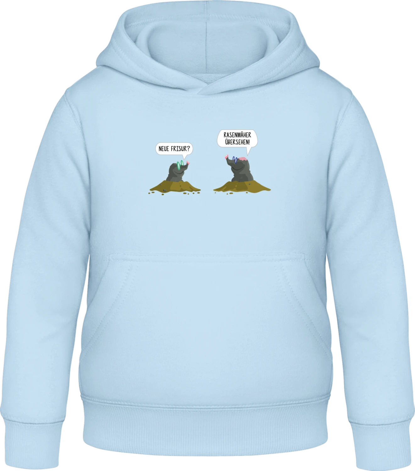 Maulwurf- Friseur - Sky Blue Awdis Hoodie Kids - Front