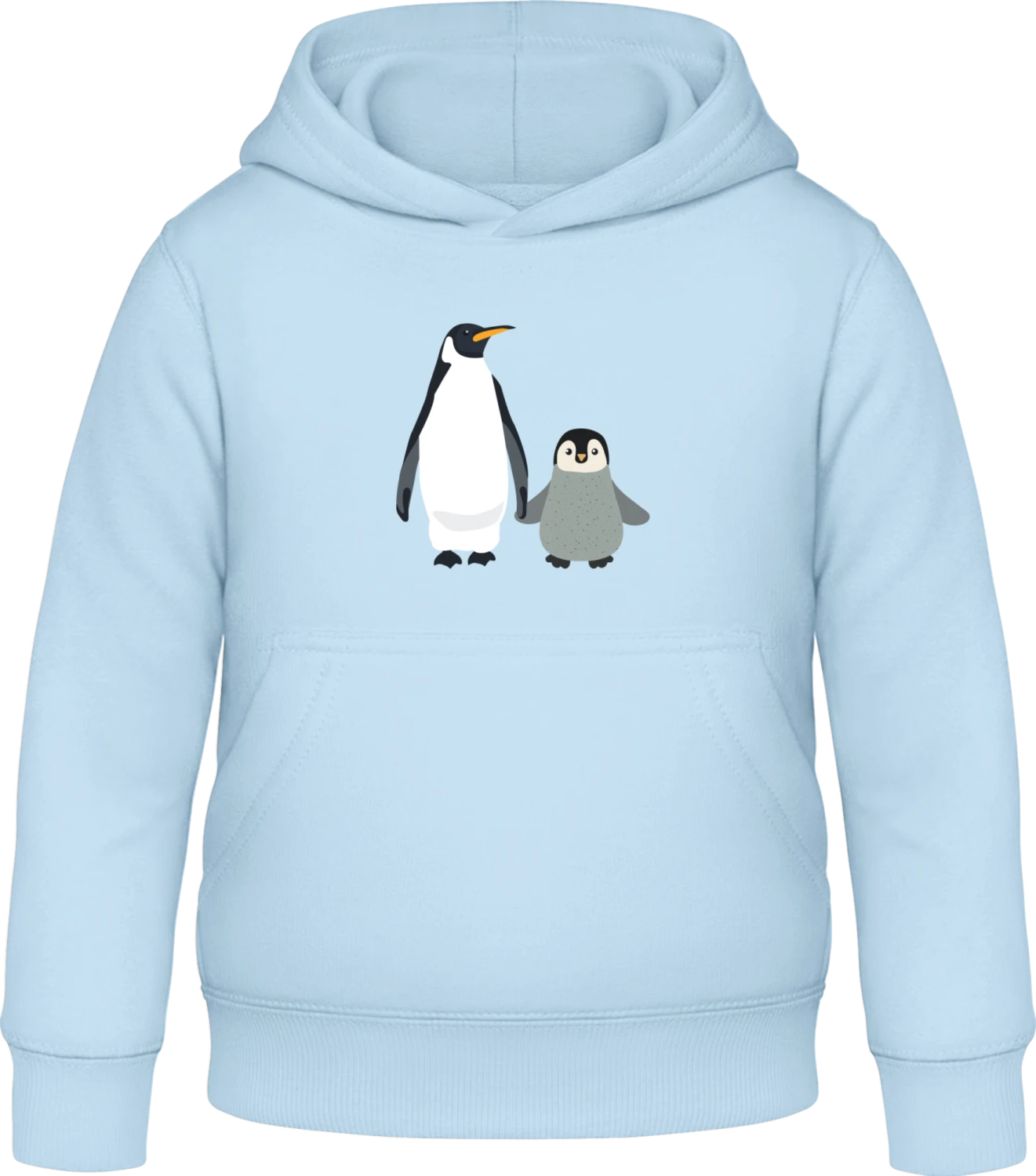 Parent And Child Penguin - Sky Blue Awdis Hoodie Kids - Front