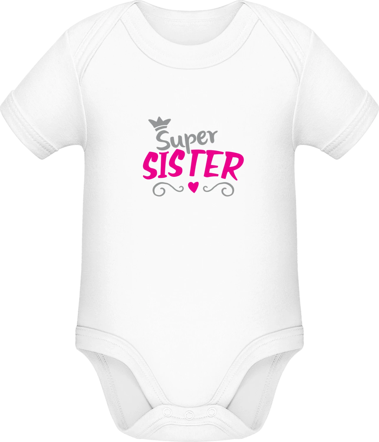 Super Sister Princess - White Sonar SSL organic babybodsuit - Front