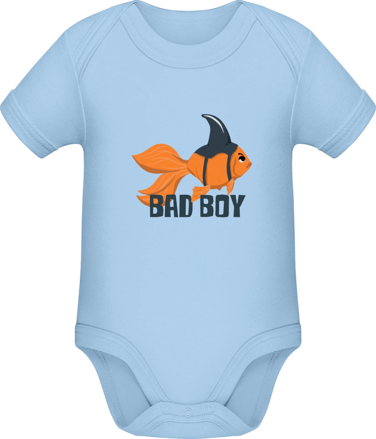 Bad Boy Goldfish - Light Blue Sonar SSL organic babybodsuit - Front