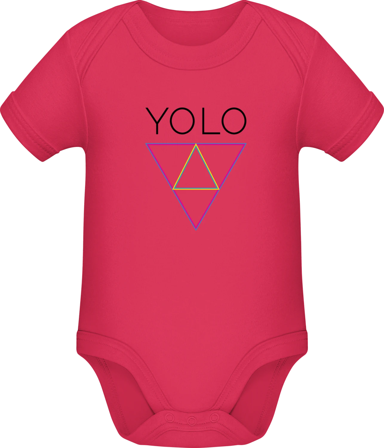 YOLO Triangle - Sorbet Sonar SSL organic babybodsuit - Front