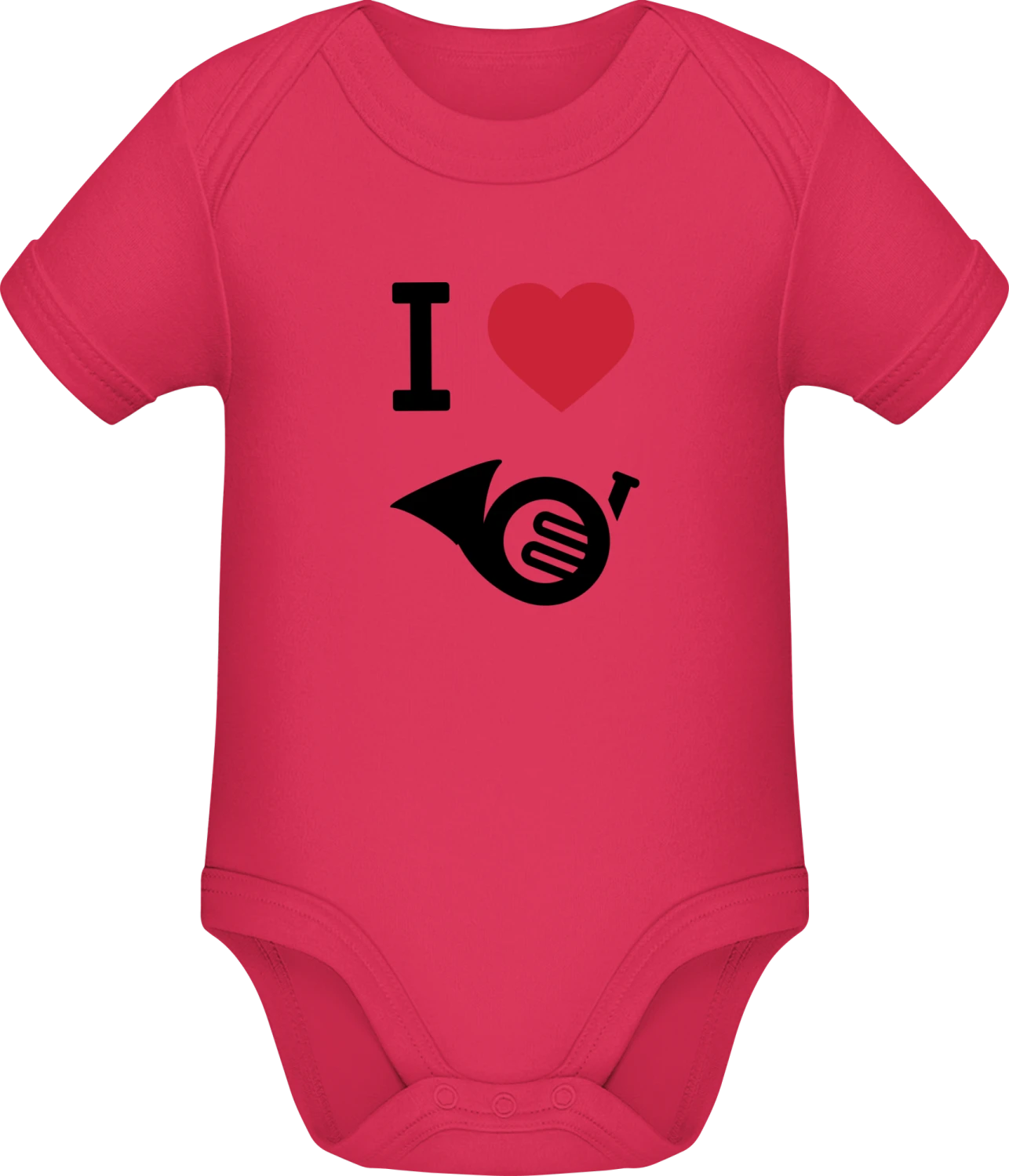 I Heart French Horn - Sorbet Sonar SSL organic babybodsuit - Front