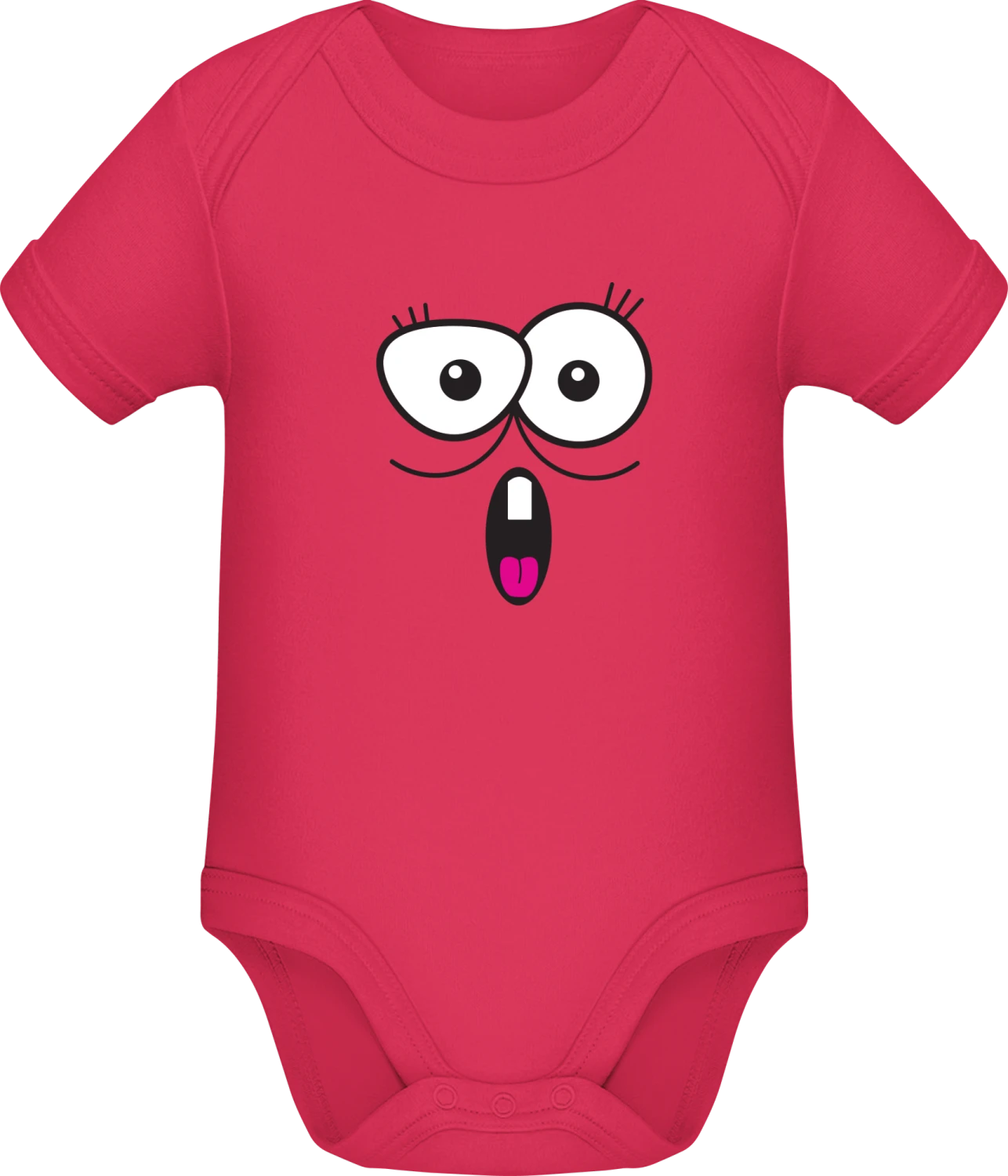 Comic Face Monster - Sorbet Sonar SSL organic babybodsuit - Front