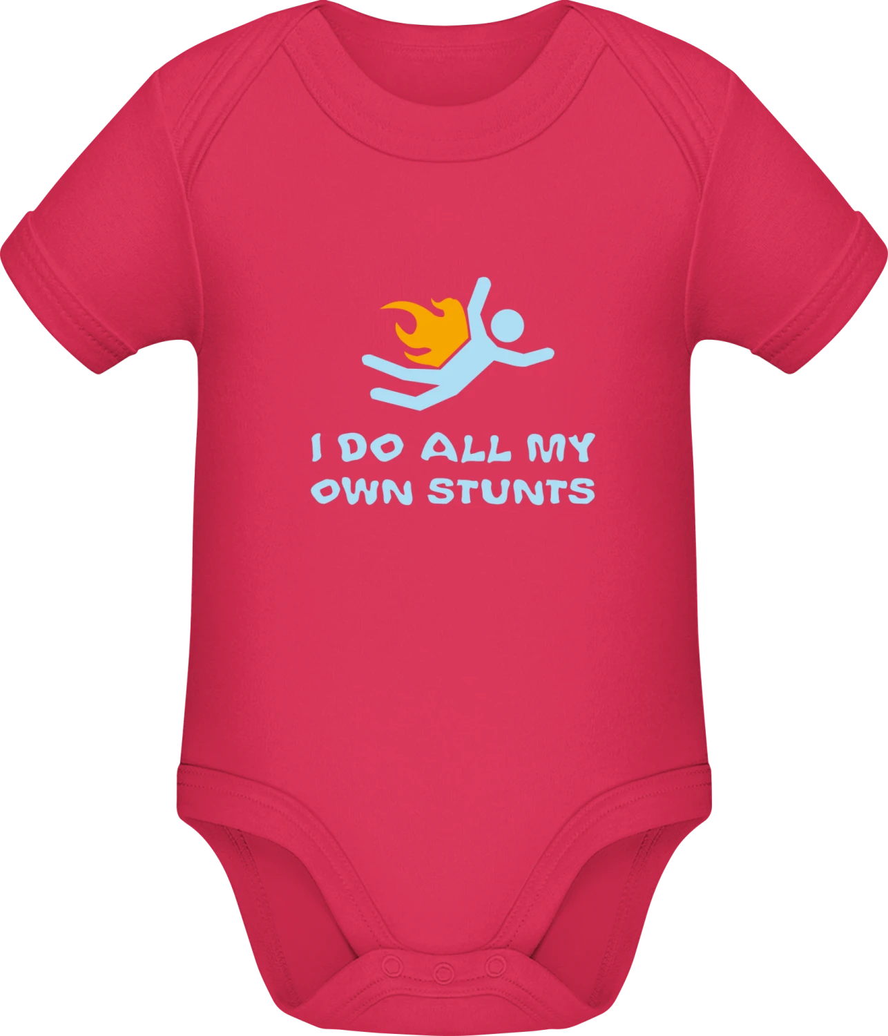 I Do All My Own Stunts - Sorbet Sonar SSL organic babybodsuit - Front