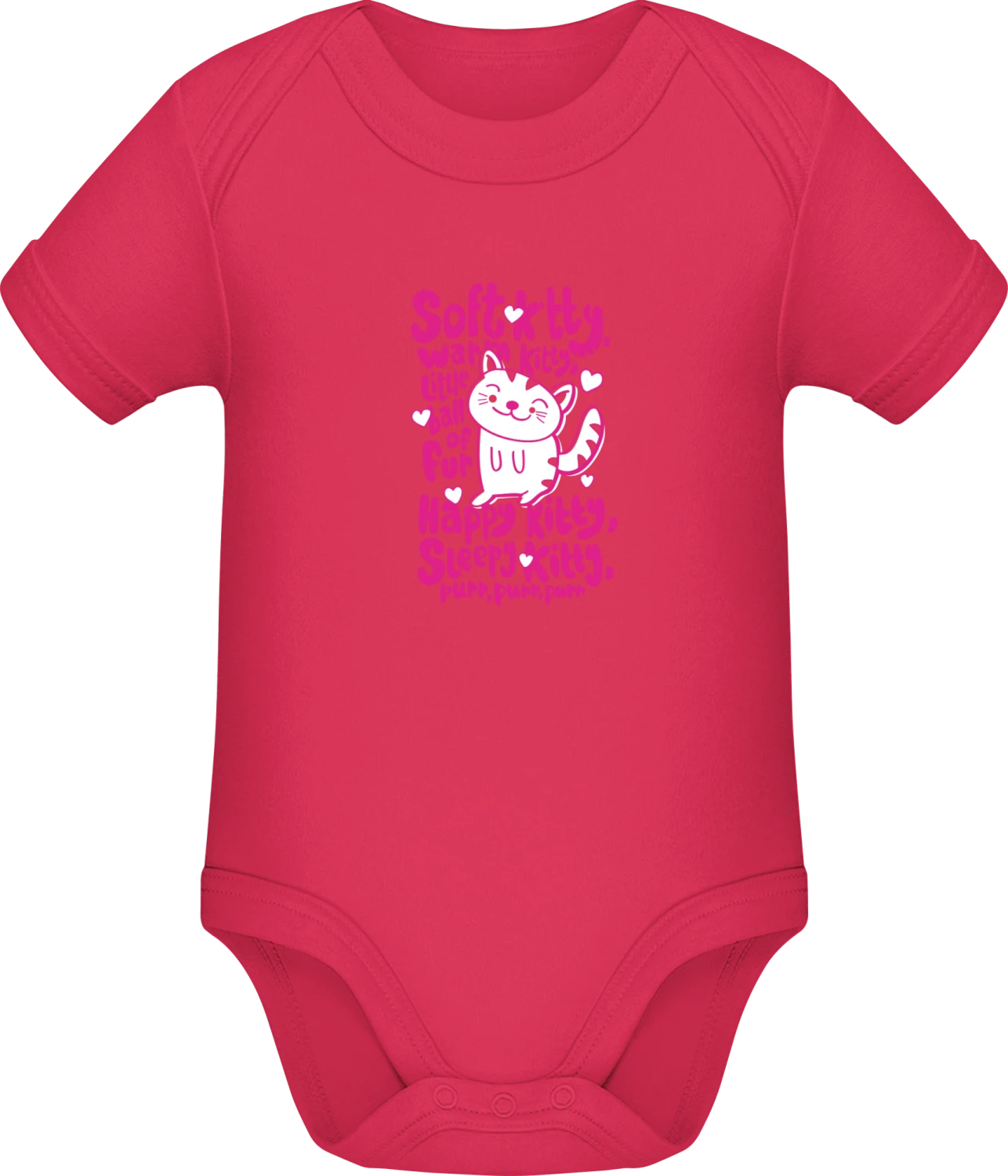 Soft Kitty Warm Kitty Little Ball Of Fur - Sorbet Sonar SSL organic babybodsuit - Front