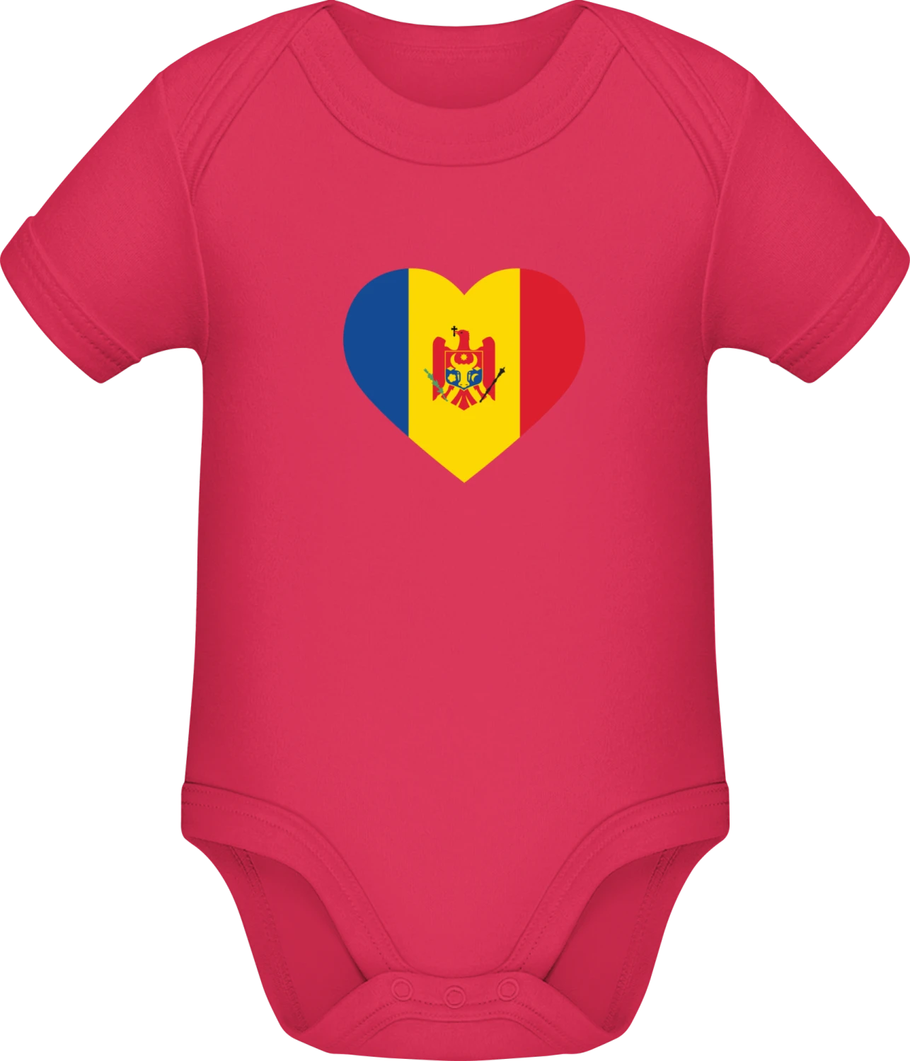 Moldova Heart Flag - Sorbet Sonar SSL organic babybodsuit - Front