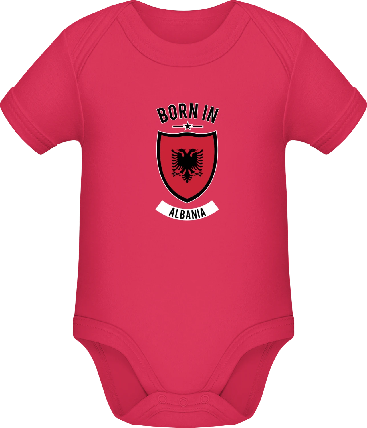 Born in Albania - Sorbet Sonar SSL organic babybodsuit - Front