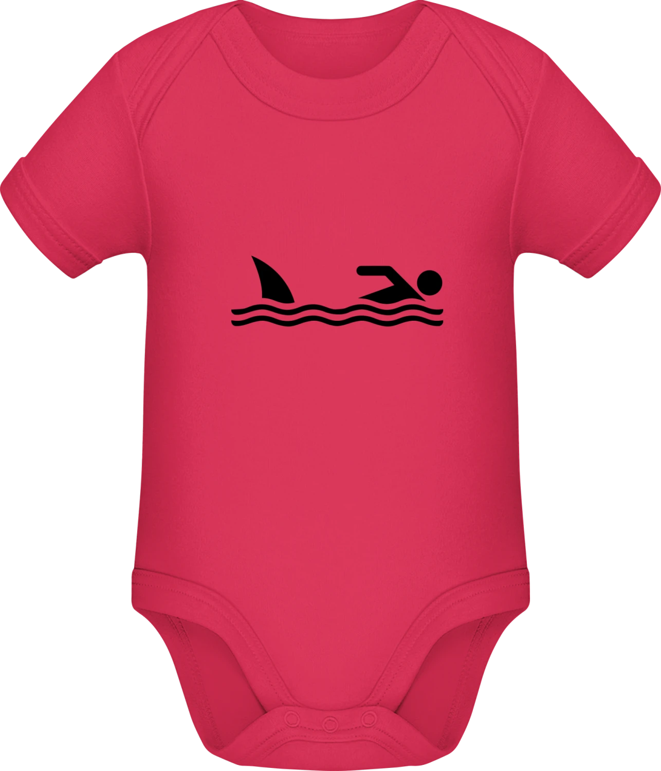 Shark And Swimmer - Sorbet Sonar SSL organic babybodsuit - Front