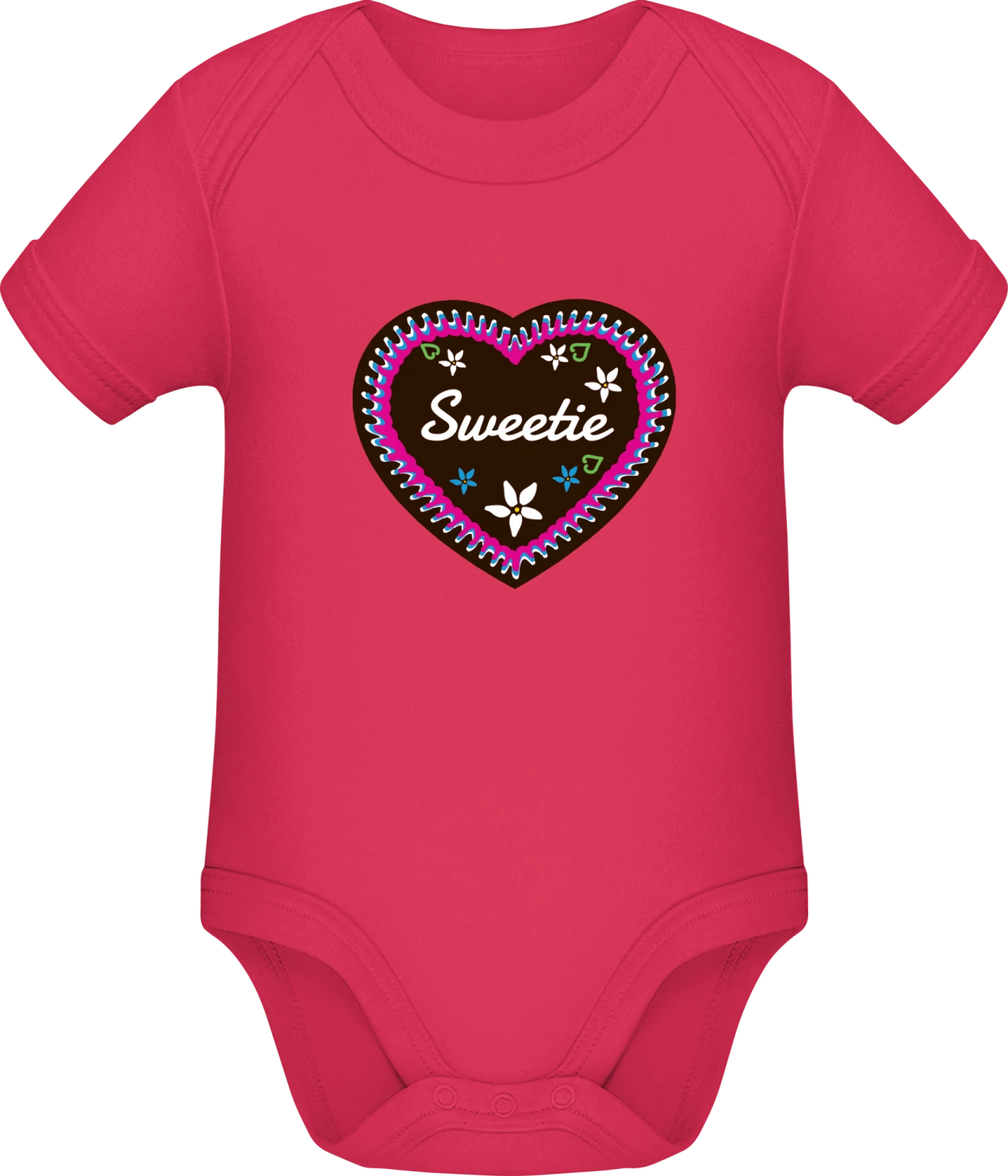 Sweetie Gingerbread heart - Sorbet Sonar SSL organic babybodsuit - Front