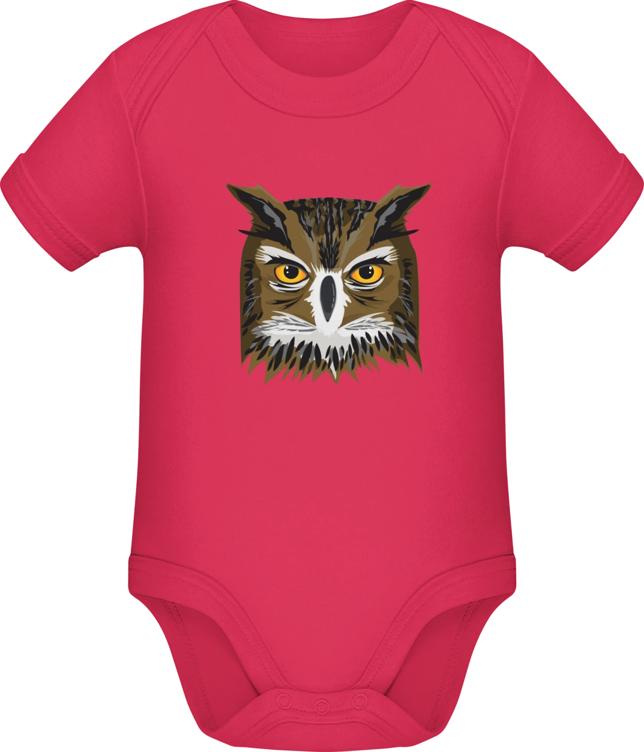 Owl Face - Sorbet Sonar SSL organic babybodsuit - Front