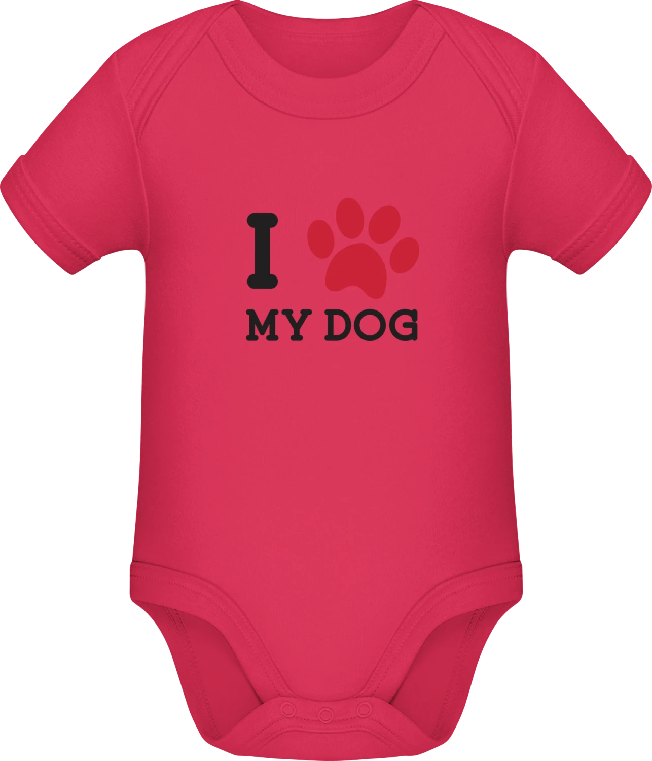 I Heart My Dog Footprint - Sorbet Sonar SSL organic babybodsuit - Front