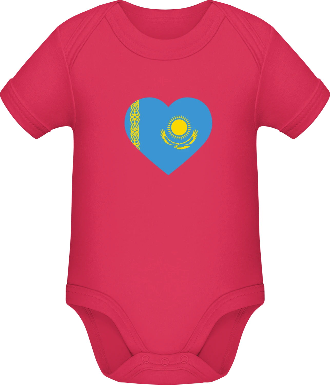 Kazakhstan Heart Flag - Sorbet Sonar SSL organic babybodsuit - Front