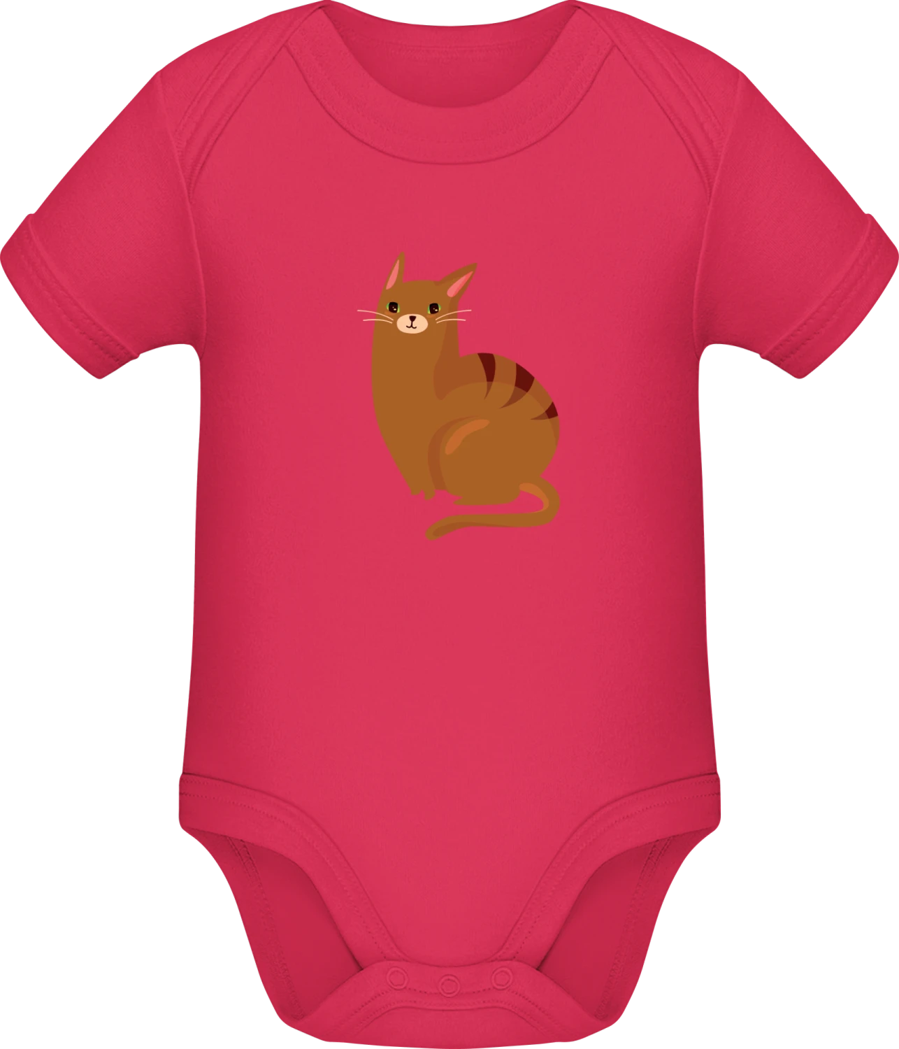 Brown Cat Character - Sorbet Sonar SSL organic babybodsuit - Front