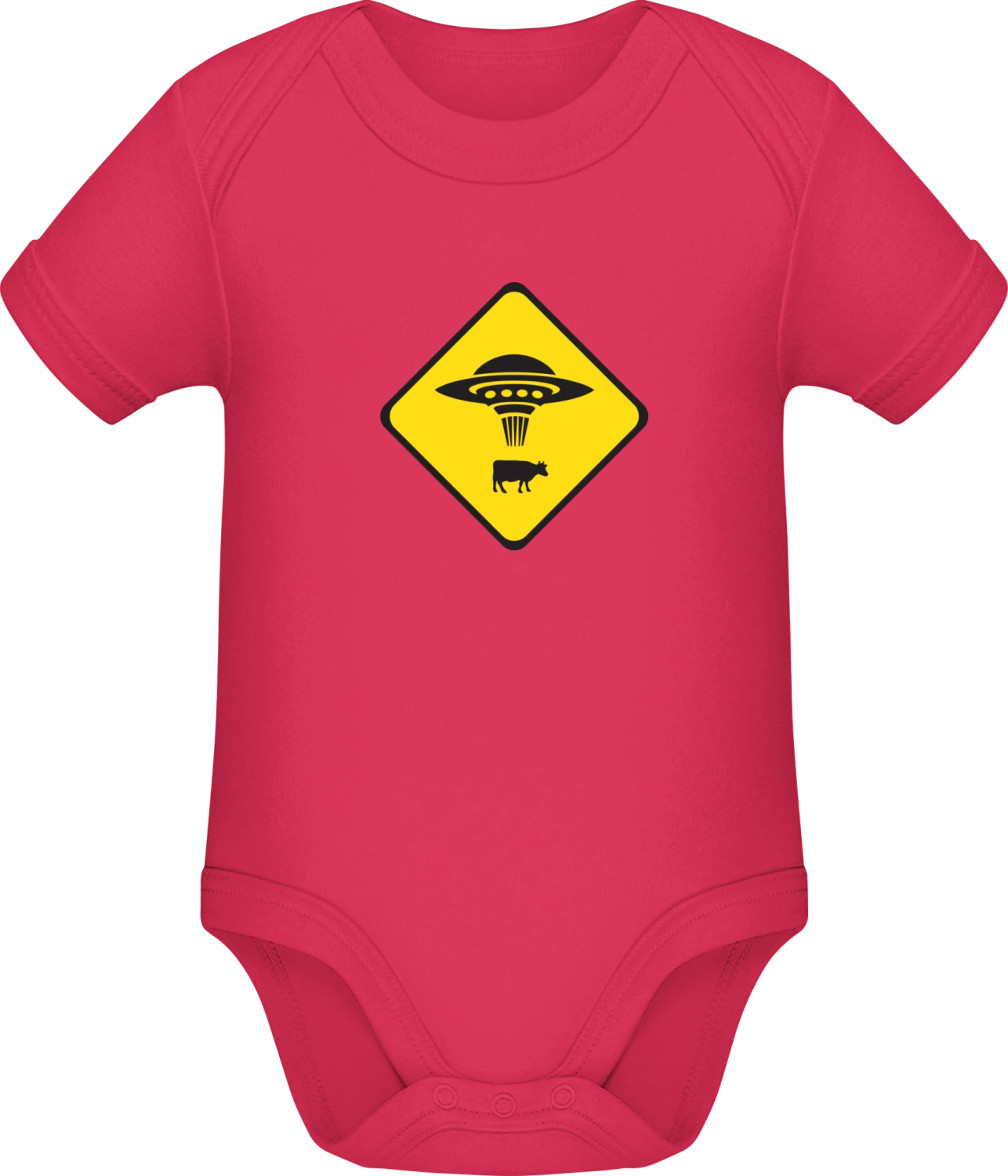 Cow Ufo Attention - Sorbet Sonar SSL organic babybodsuit - Front