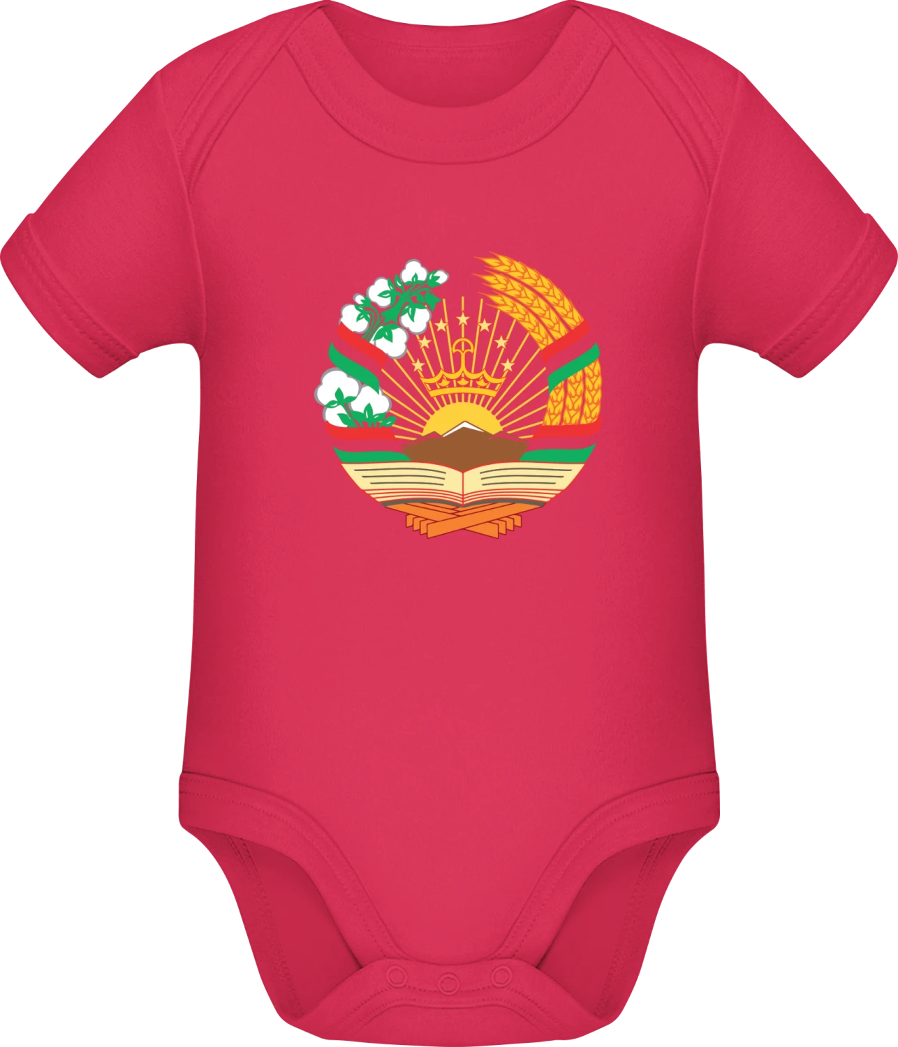 Tajikistan Coat of Arms - Sorbet Sonar SSL organic babybodsuit - Front