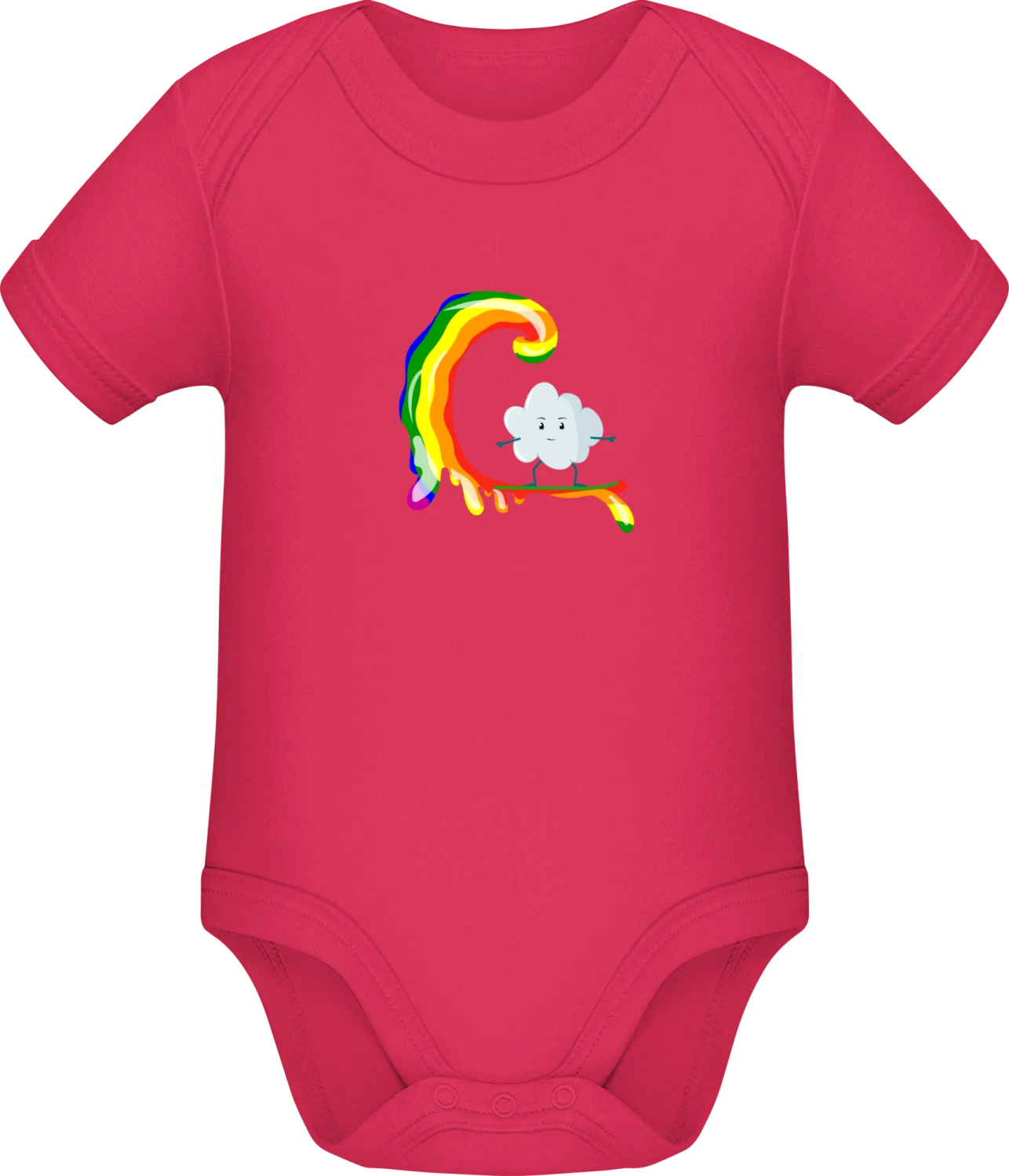 Cloud Surfs On Rainbow Wave - Sorbet Sonar SSL organic babybodsuit - Front