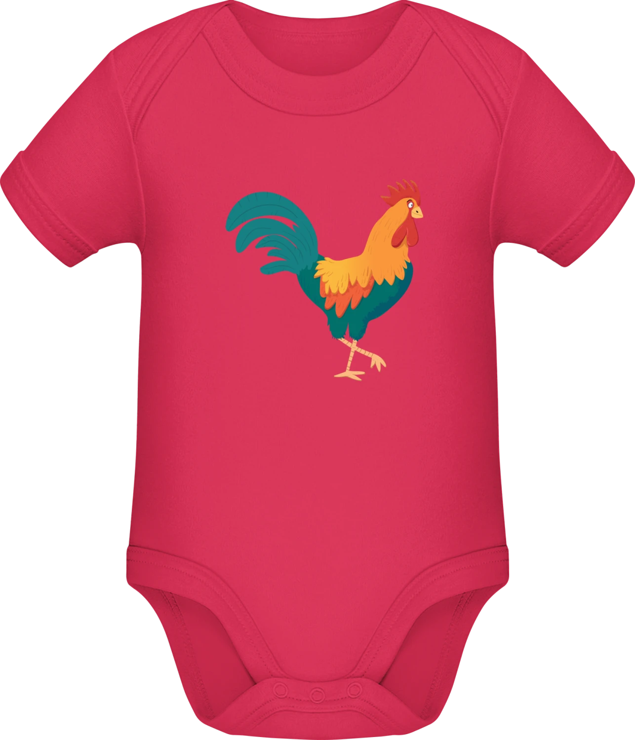 Rooster Illustration - Sorbet Sonar SSL organic babybodsuit - Front