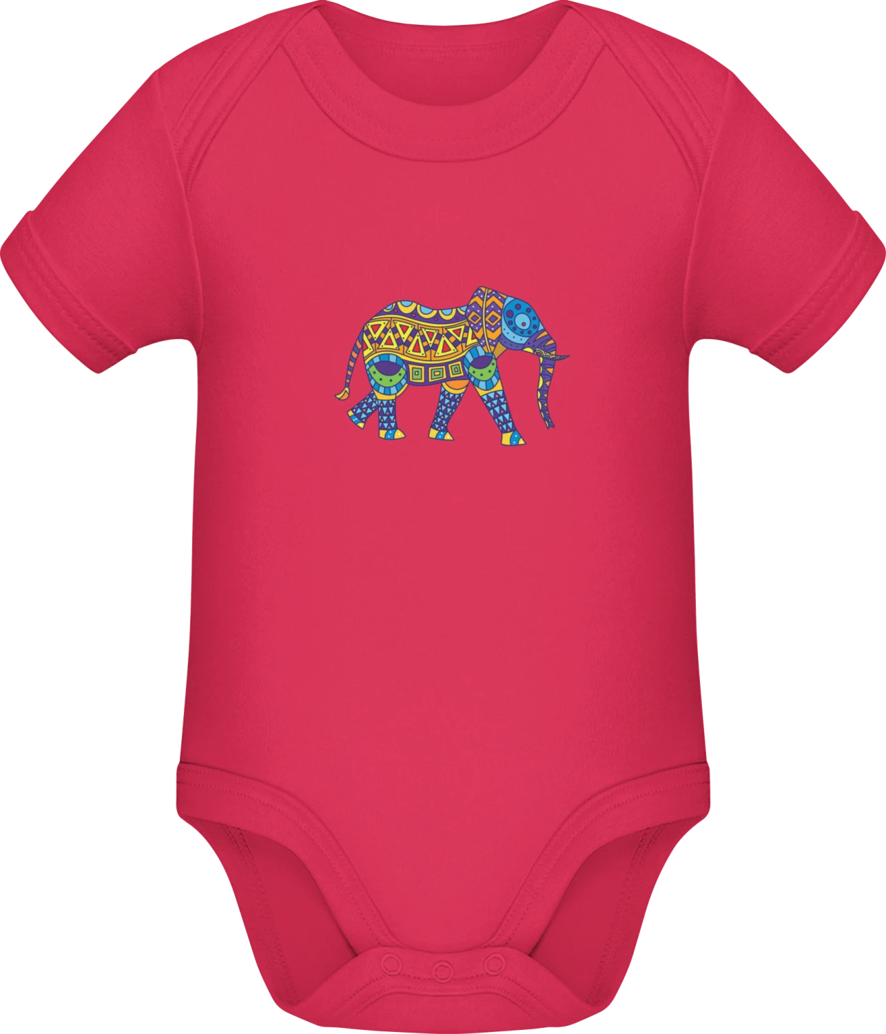 Stylish Indian Elephant - Sorbet Sonar SSL organic babybodsuit - Front