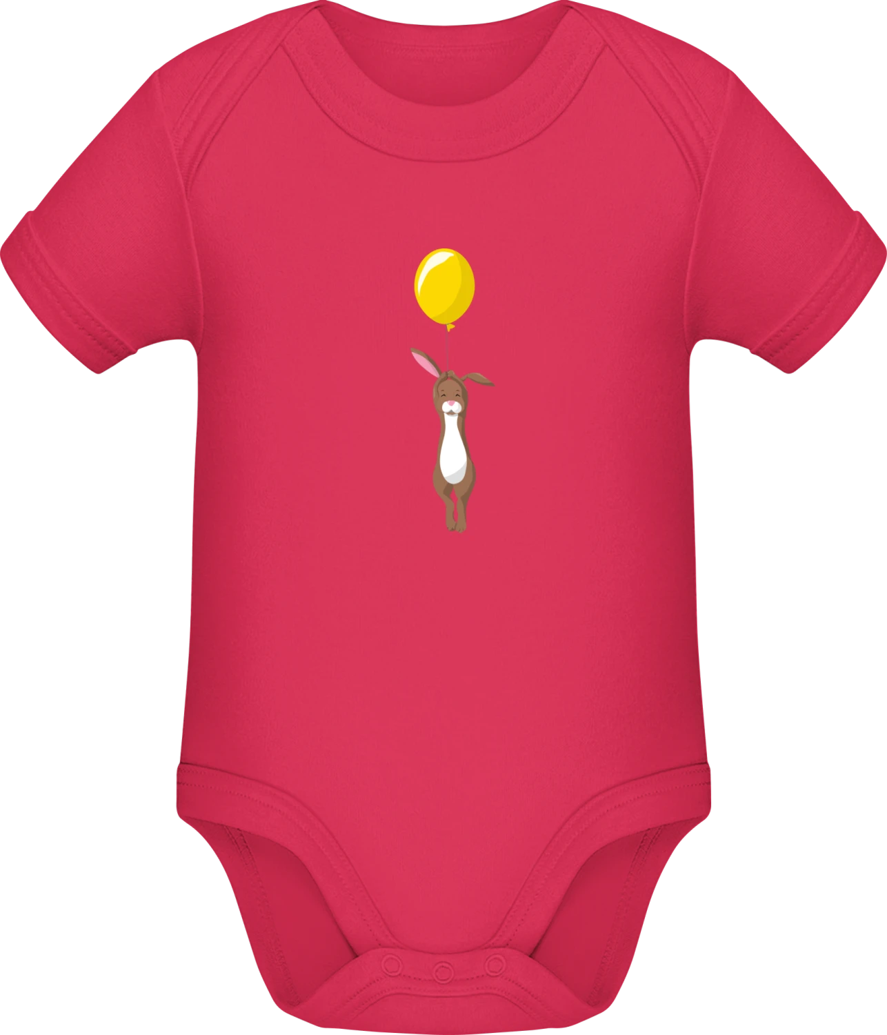 Bunny With a Balloon - Sorbet Sonar SSL organic babybodsuit - Front