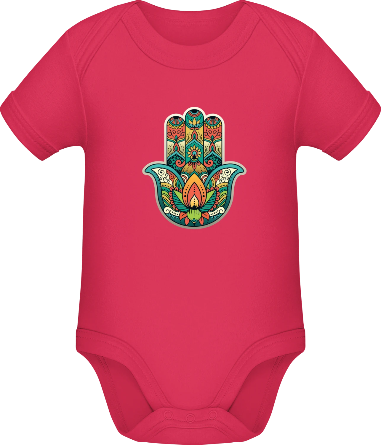 Colorful Hamsa Hand - Sorbet Sonar SSL organic babybodsuit - Front